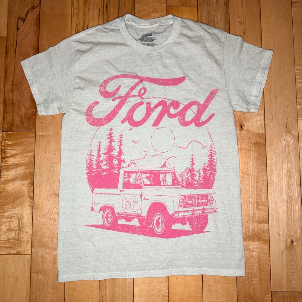 Ford Bronco White & Pink Graphic T-Shirt Sz XS